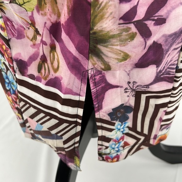 CQ BY CQ Mixed Media Floral Geo Dress with puff sleeves shoulder bows size Small - Picture 8 of 10